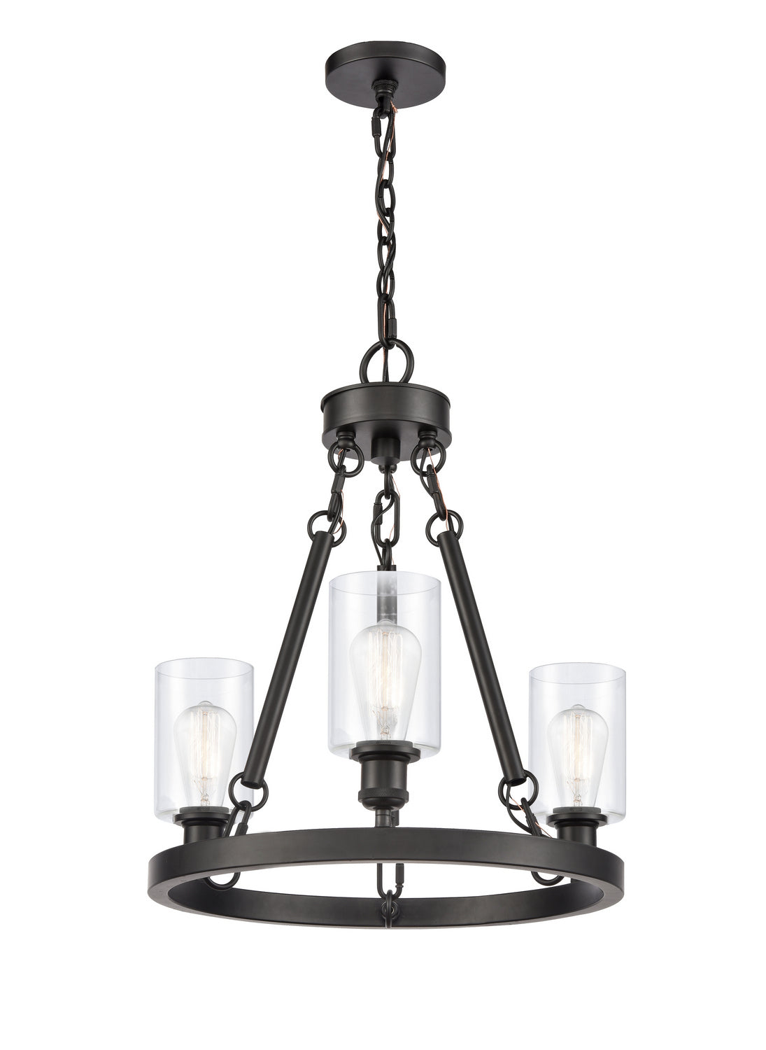 Innovations - 820-BK-G802 - Three Light Chandelier - Ballston - Matte Black