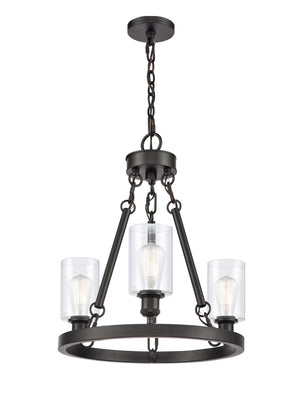 Innovations - 820-BK-G802 - Three Light Chandelier - Ballston - Matte Black