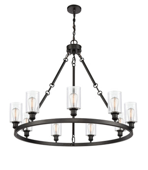 Innovations - 840-BK-G802 - Nine Light Chandelier - Ballston - Matte Black