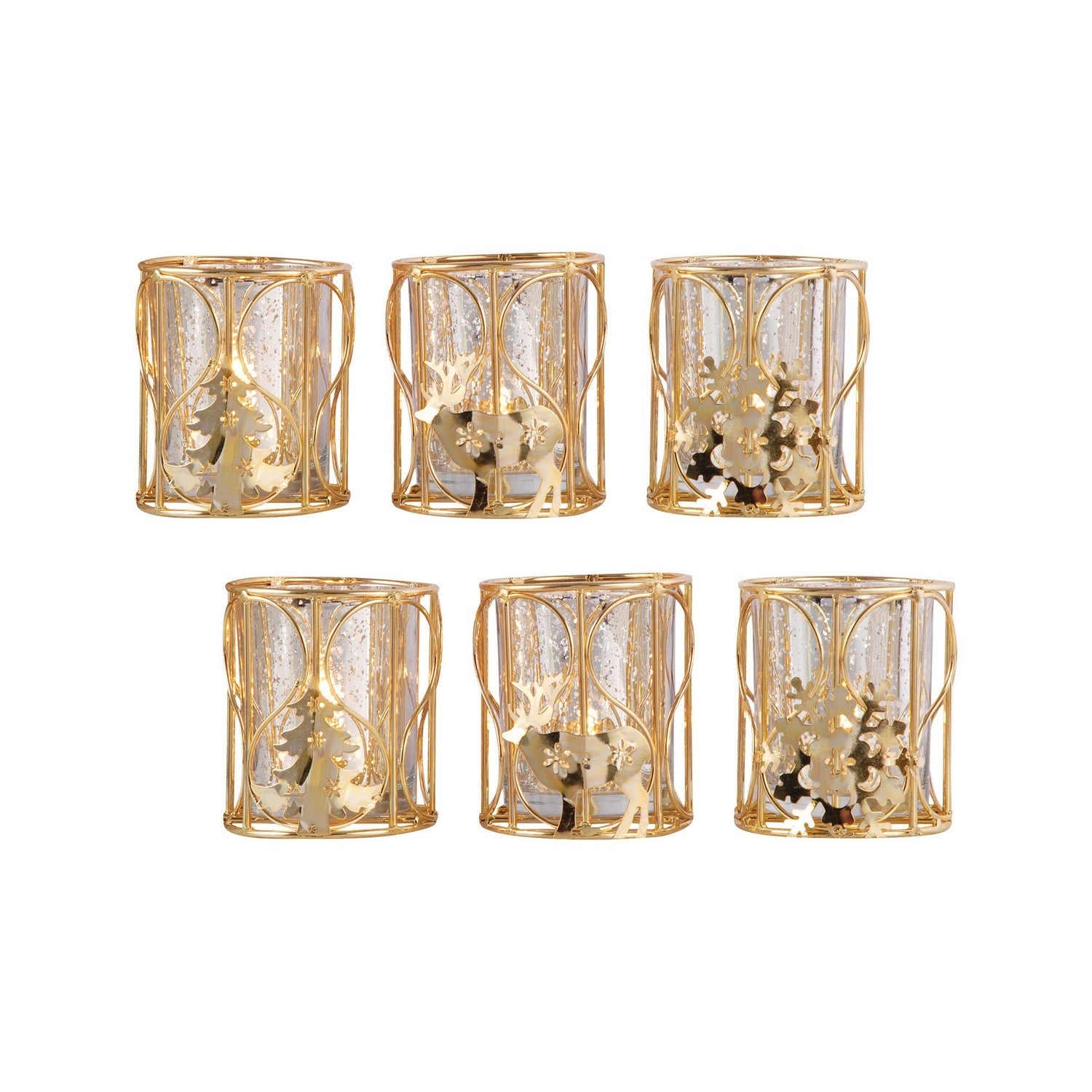 ELK Home - 517778/S2 - Tree Votives (2 Sets Of 3) - Antique Silver