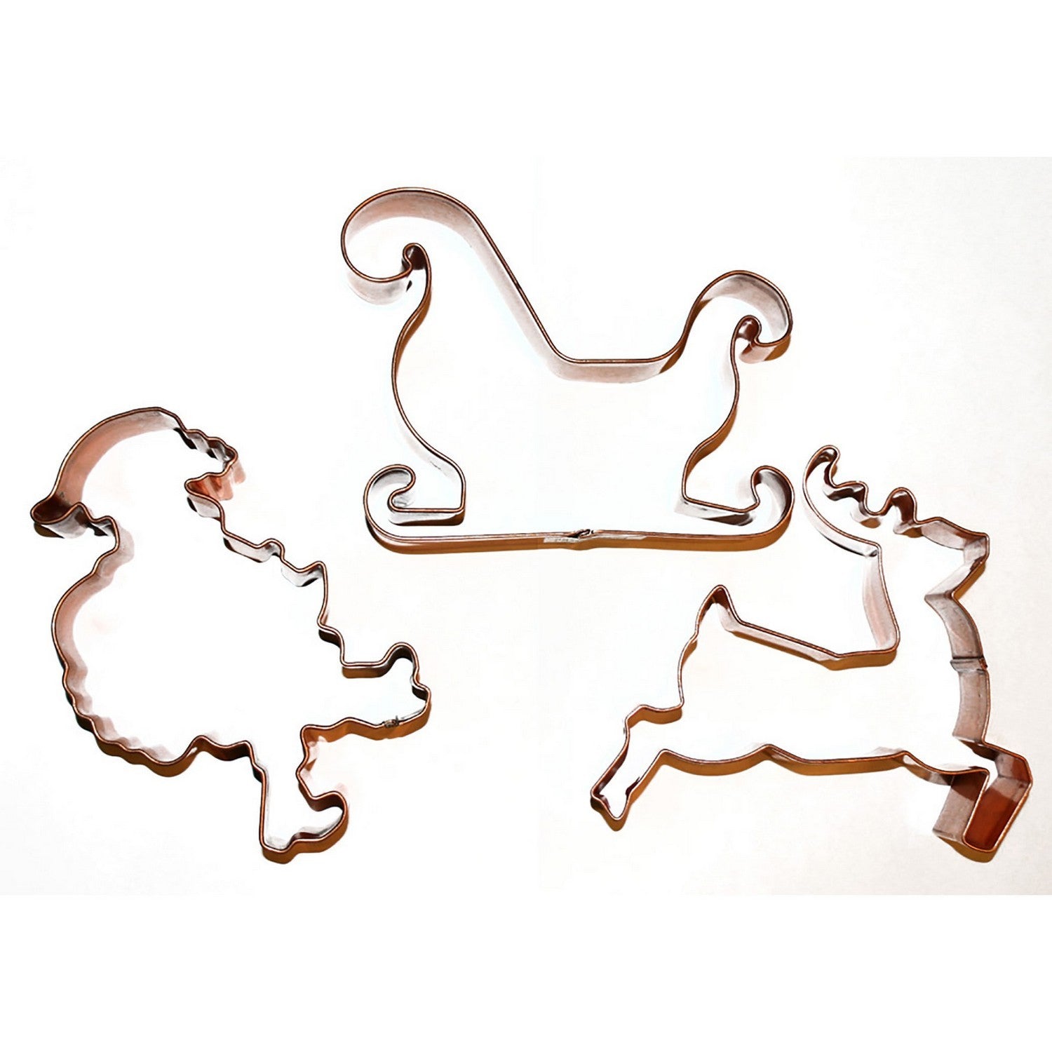 ELK Home - HSET003/S3 - Cookie Cutter Set (1 Santa, 1 Reindeer, 1 Sleigh) - Copper