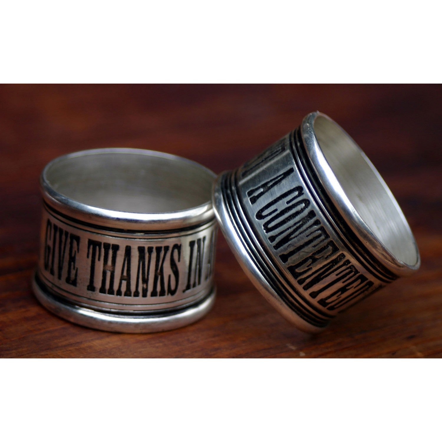 ELK Home - NAP004/S4 - A Contented MindвЂ¦ Napkin Rings (Set Of 4) - Pewter