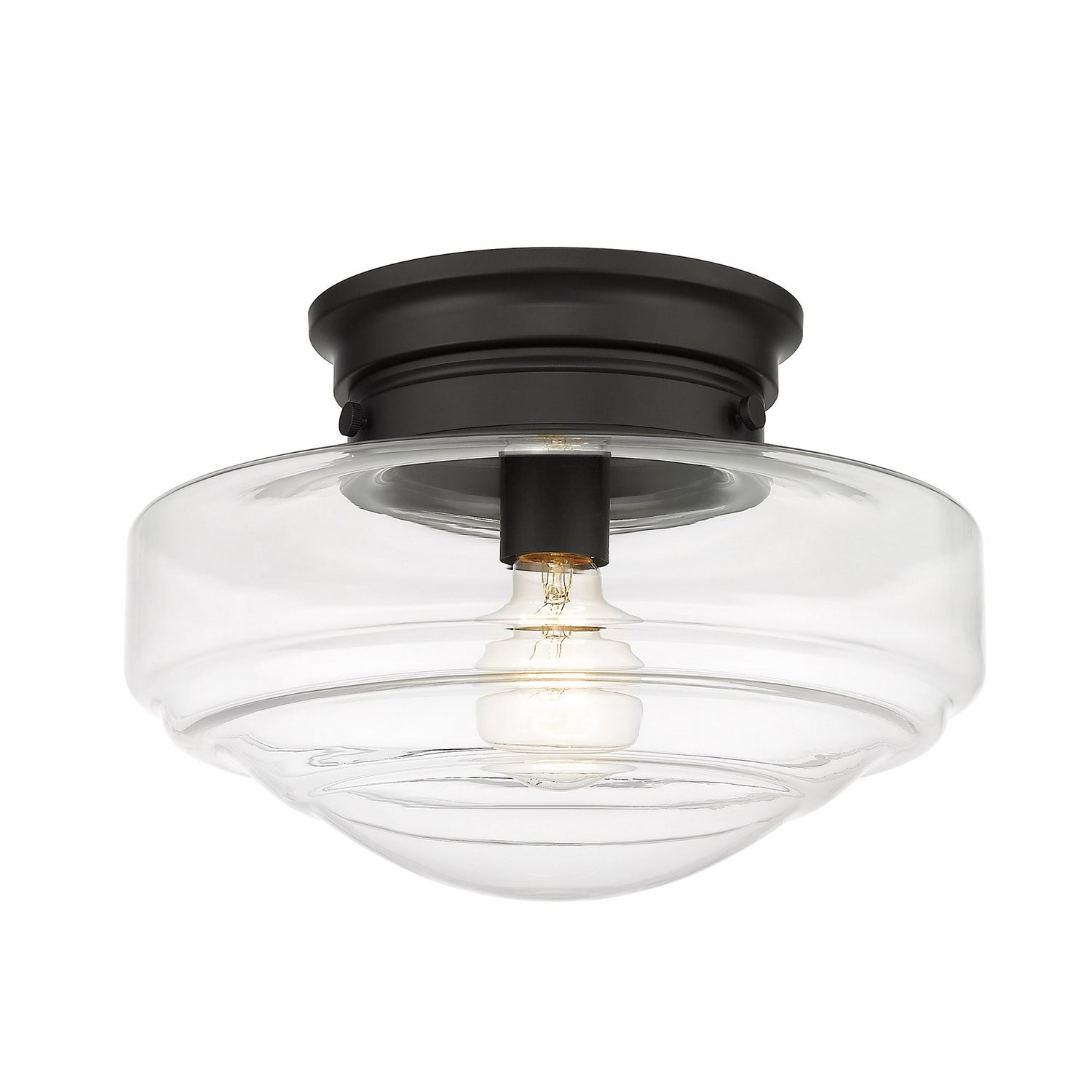 Golden - 0508-SF BLK-CLR - One Light Semi-Flush Mount - Ingalls - Matte Black