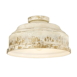 Golden - 0806-FM AI - Three Light Flush Mount - Keating AI - Antique Ivory