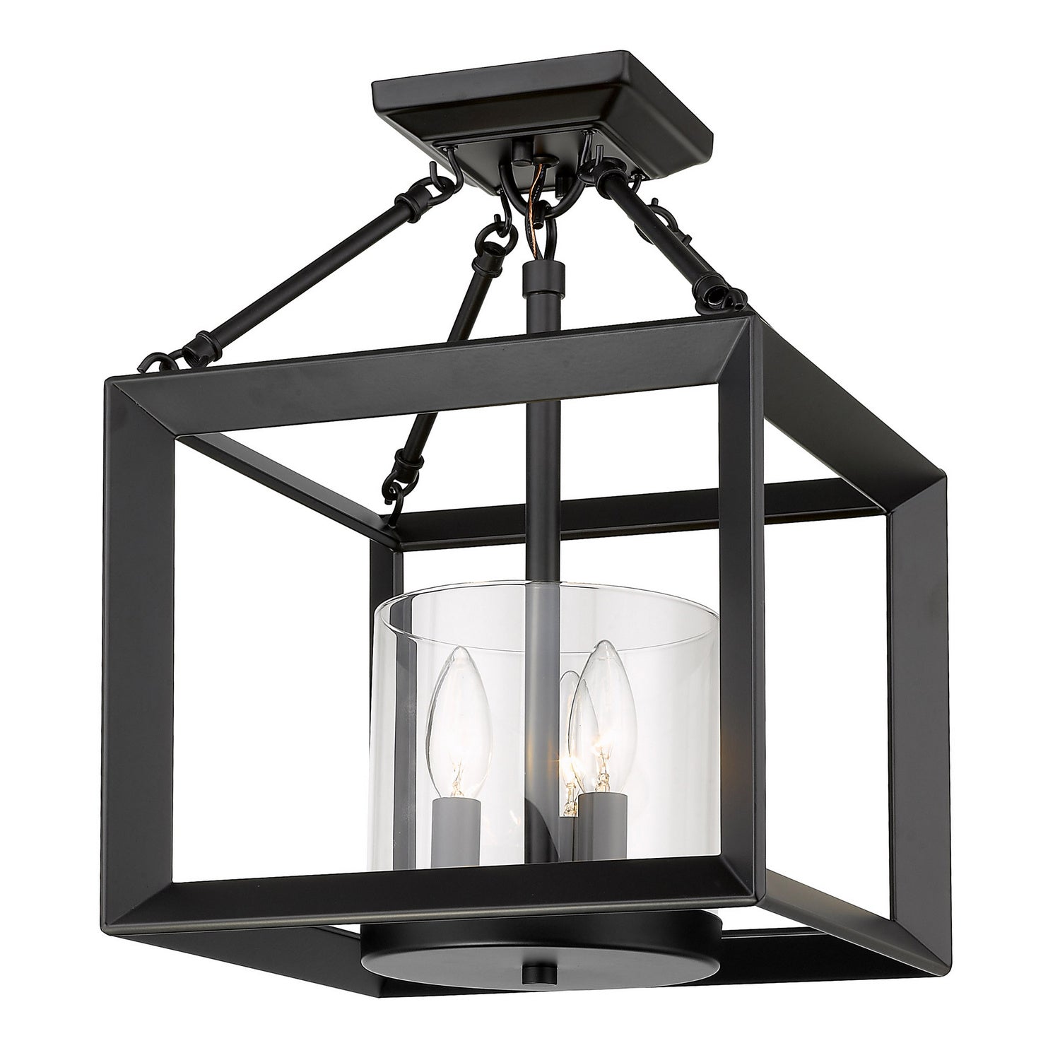 Golden - 2073-SF BLK-CLR - Three Light Semi-Flush Mount - Smyth BLK - Matte Black