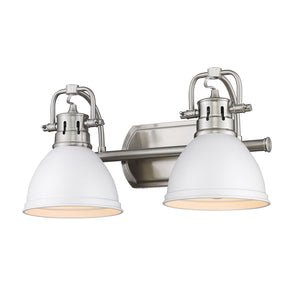 Golden - 3602-BA2 PW-WHT - Two Light Bath Vanity - Duncan PW - Pewter