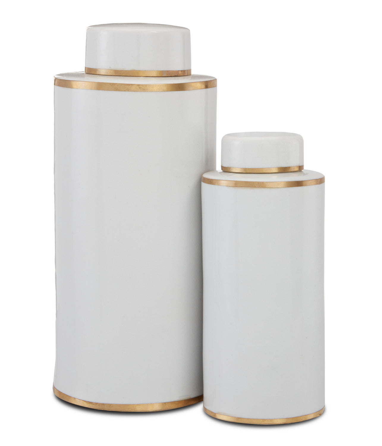 Currey and Company - 1200-0414 - Canister Set of 2 - Ivory - White/Antique Brass