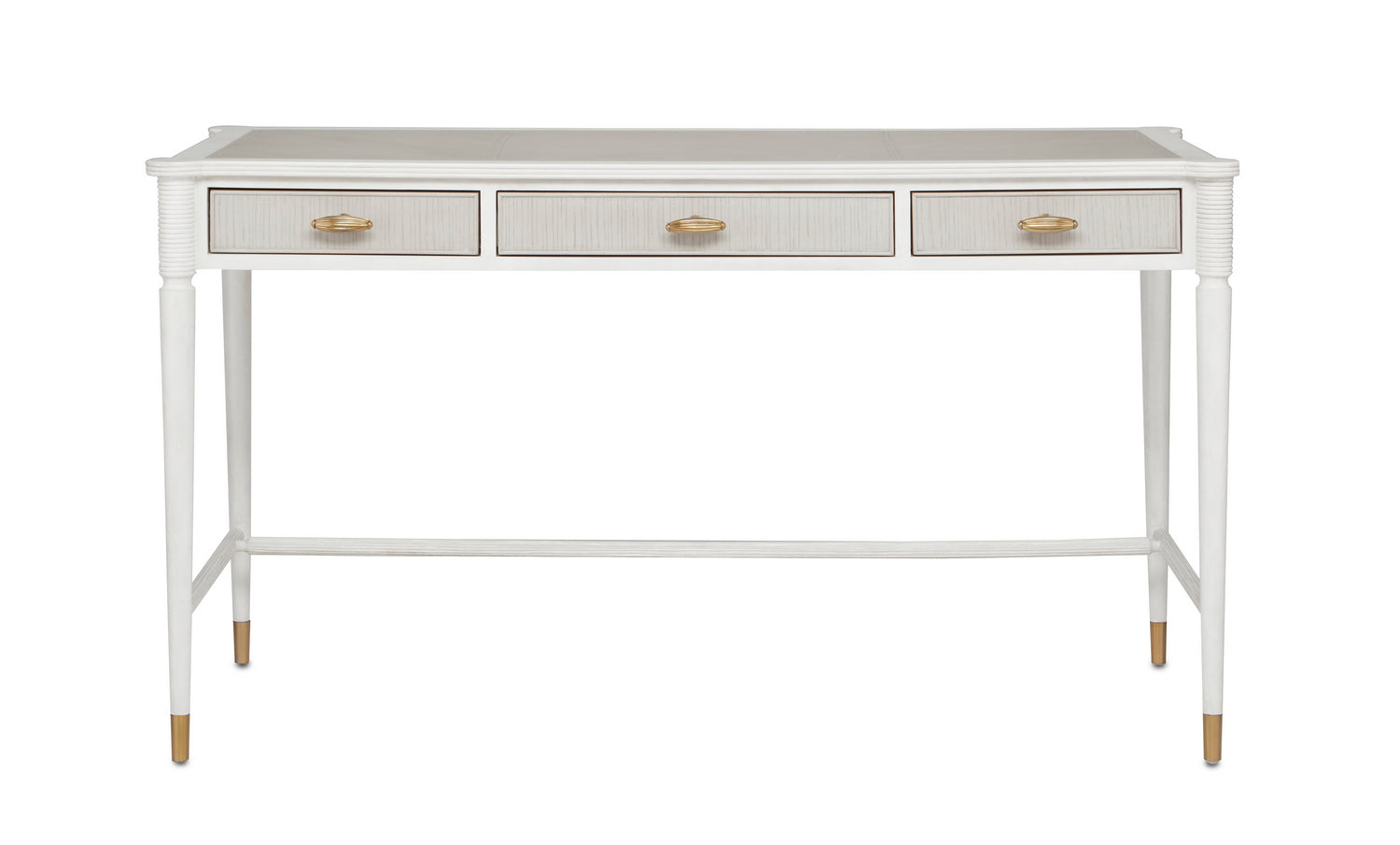 Currey and Company - 3000-0190 - Desk - Winterthur - Off White/Fog/Brass