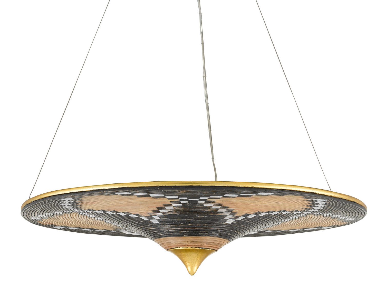 Currey and Company - 9000-0797 - Three Light Chandelier - Canaan - Contemporary Gold Leaf/Distressed Black/Distressed White