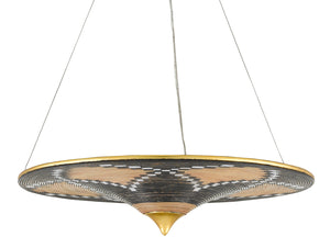 Currey and Company - 9000-0797 - Three Light Chandelier - Canaan - Contemporary Gold Leaf/Distressed Black/Distressed White