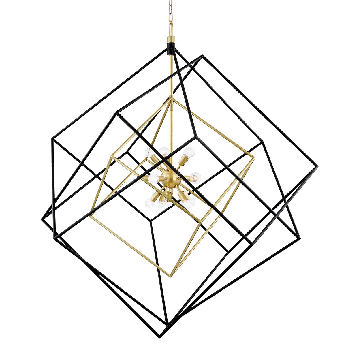 Hudson Valley - 1255-AGB/BK - 15 Light Pendant - Roundout - Aged Brass/Black