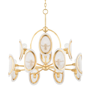 Hudson Valley - 1534-VGL - 12 Light Chandelier - Danes - Vintage Gold Leaf