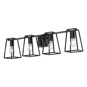 AFX Lighting - LYNV3007MBBKPC - Four Light Vanity - Lynn - Black and Polished Chrome