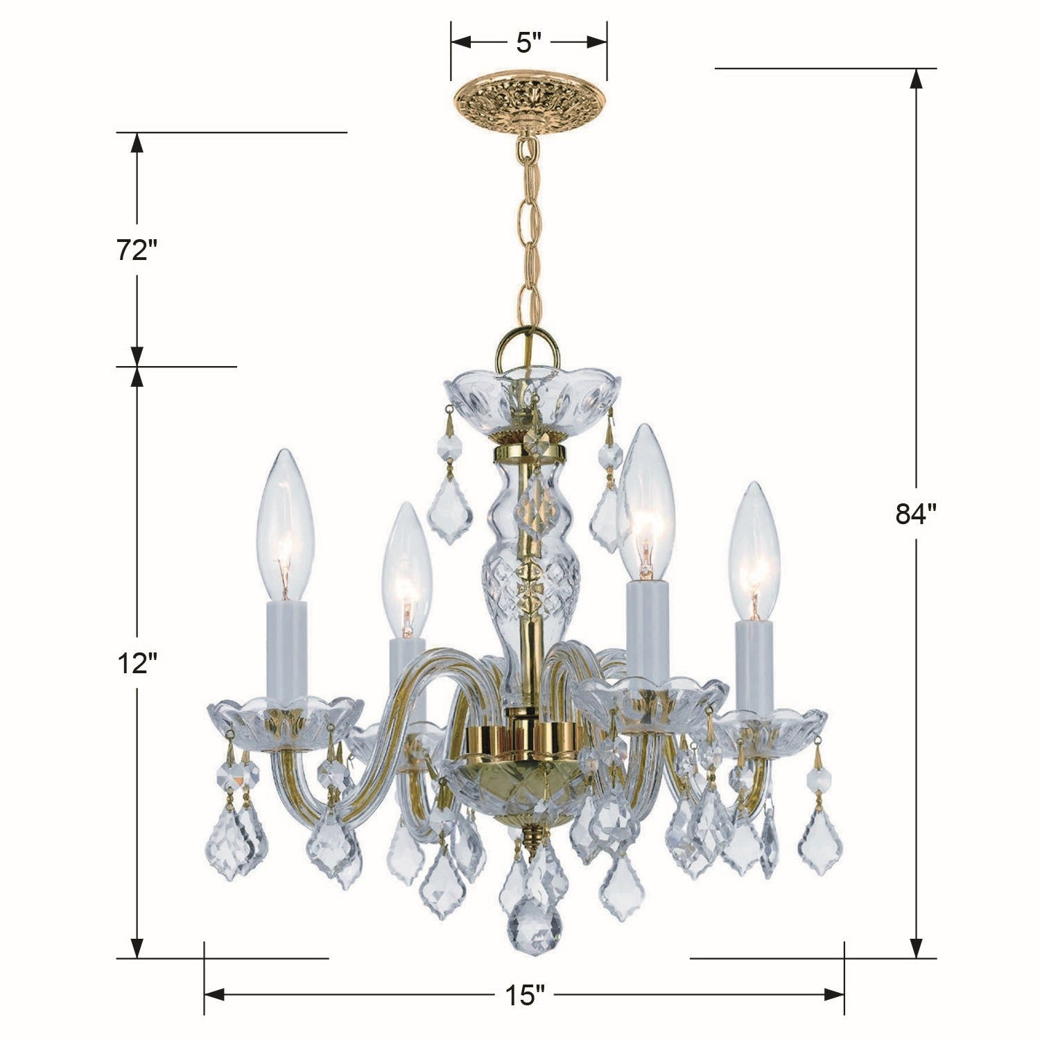 Crystorama - 1064-PB-CL-I - Four Light Mini Chandelier - Traditional Crystal - Polished Brass