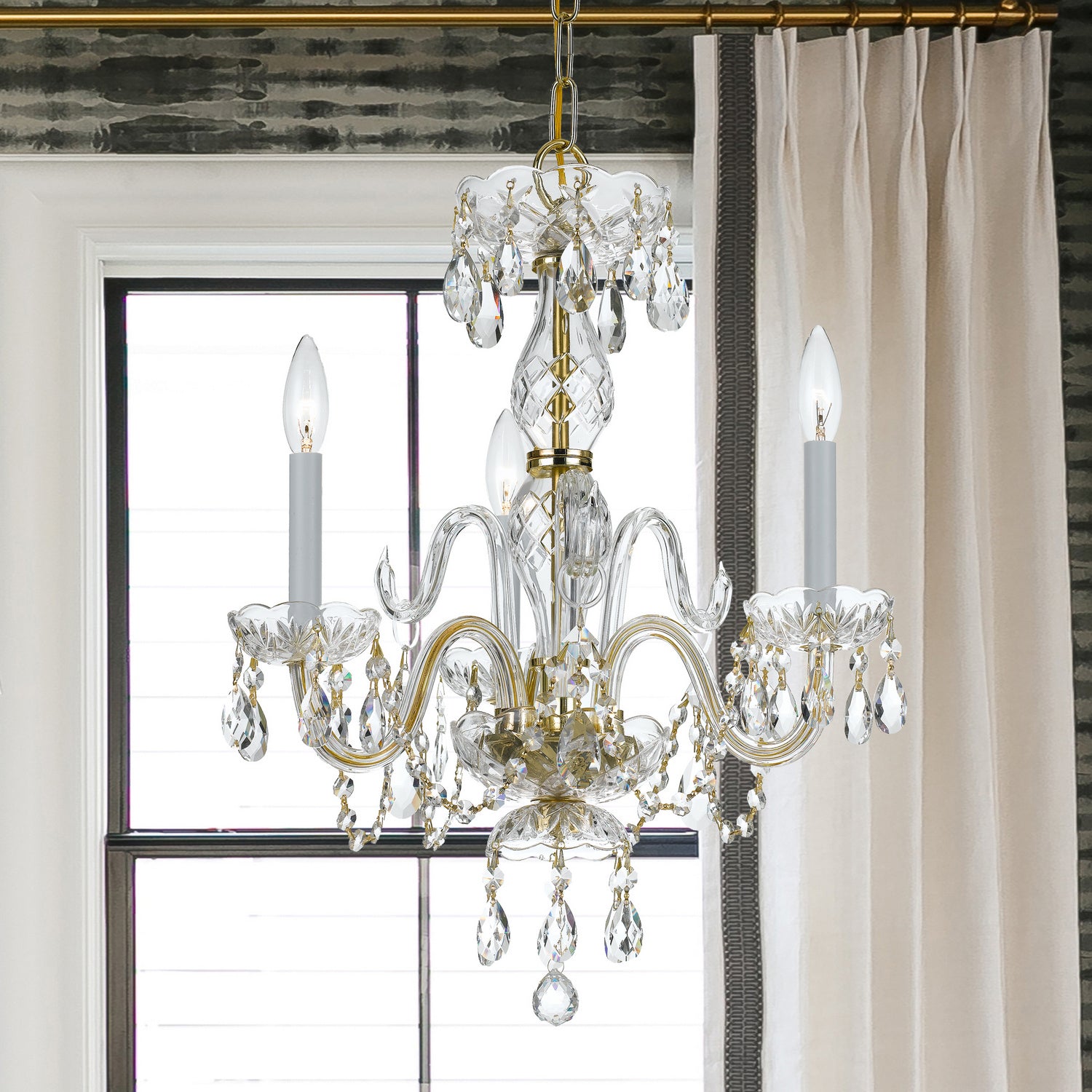 Crystorama - 5044-PB-CL-I - Three Light Mini Chandelier - Traditional Crystal - Polished Brass