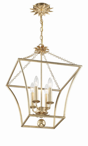 Crystorama - 514-GA - Three Light Mini Chandelier - Broche - Antique Gold