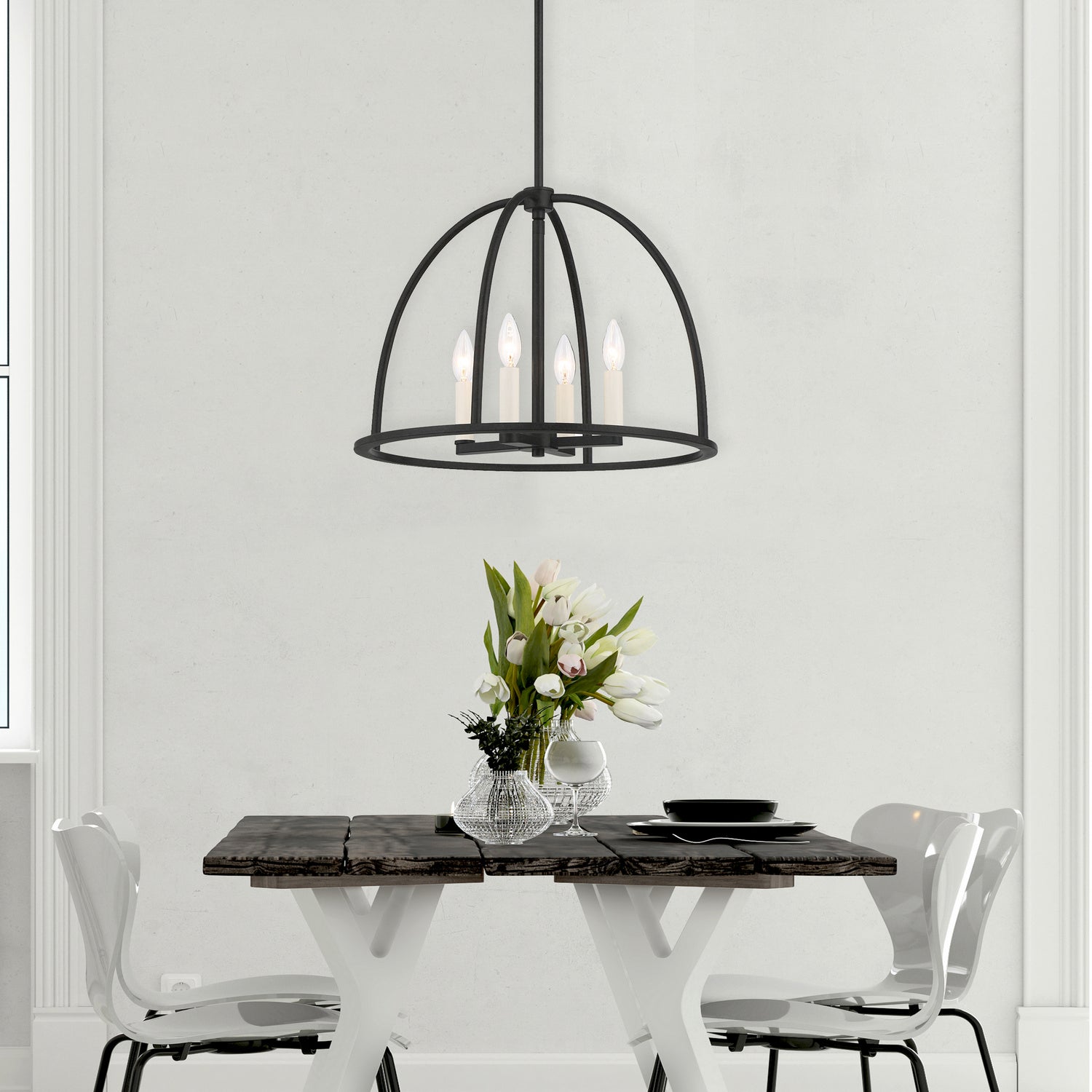 Crystorama - ABB-3004-BK - Four Light Chandelier - Abbott - Black