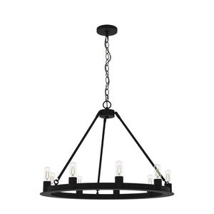 Hunter - 19030 - Nine Light Chandelier - Saddlewood - Natural Black Iron
