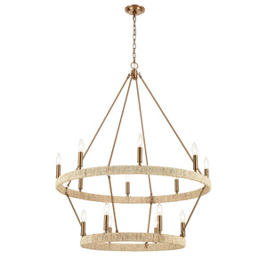 ELK Home - 32418/8+6 - 14 Light Chandelier - Abaca - Satin Brass