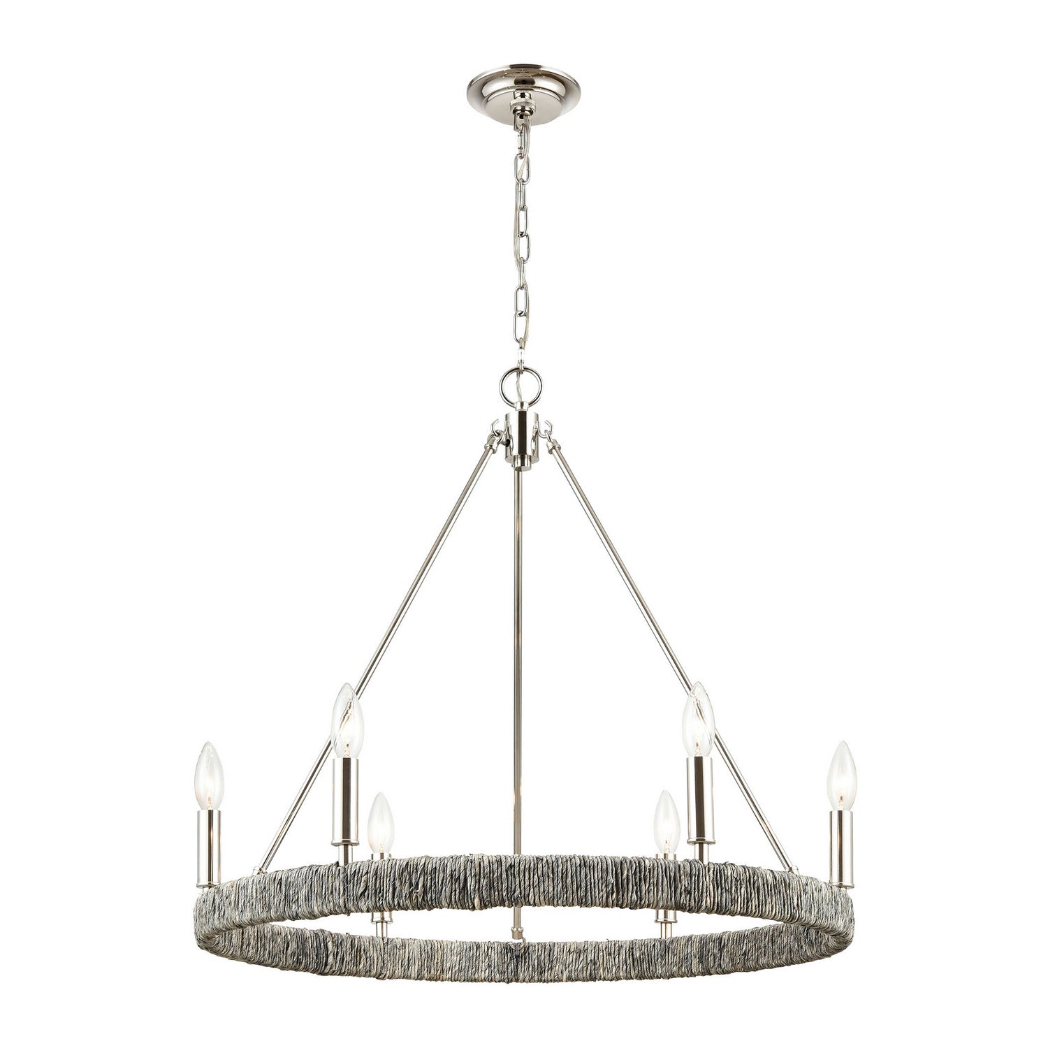 ELK Home - 32515/6 - Six Light Chandelier - Abaca - Polished Nickel