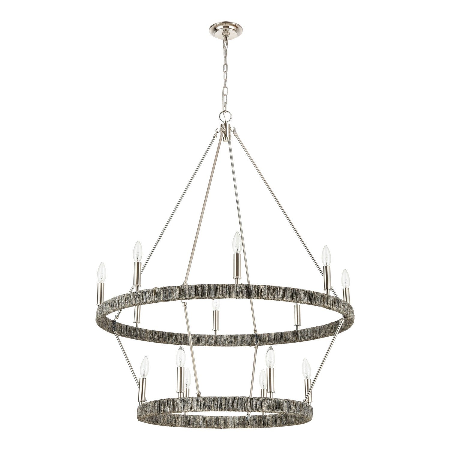 ELK Home - 32518/8+6 - 14 Light Chandelier - Abaca - Polished Nickel