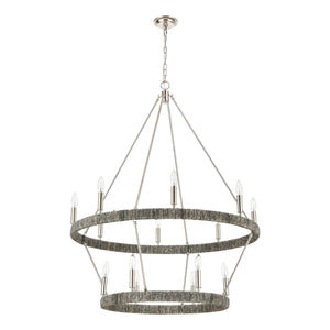 ELK Home - 32518/8+6 - 14 Light Chandelier - Abaca - Polished Nickel