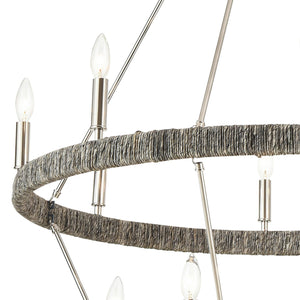 ELK Home - 32518/8+6 - 14 Light Chandelier - Abaca - Polished Nickel