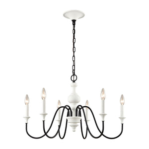 ELK Home - 33467/6 - Six Light Chandelier - Val de Loire - White Coral