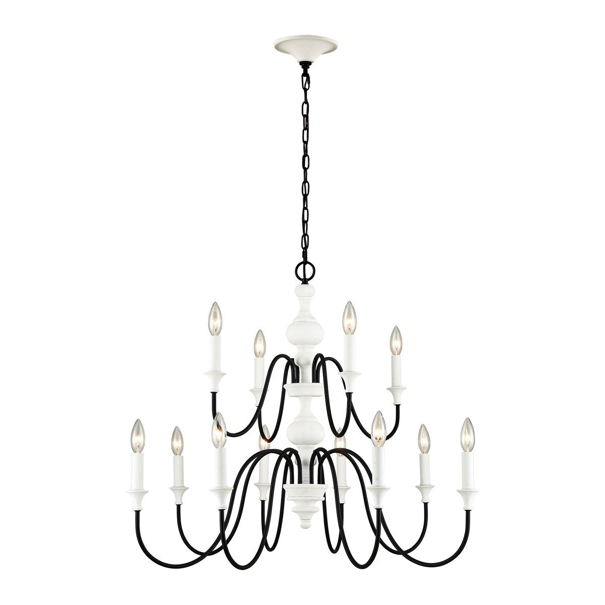 ELK Home - 33470/8+4 - 12 Light Chandelier - Val de Loire - White Coral