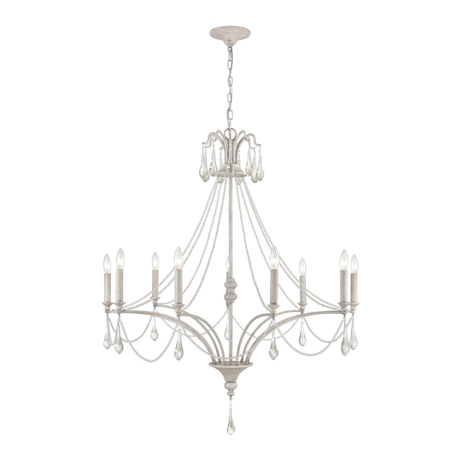 ELK Home - 33477/9 - Nine Light Chandelier - French Parlor - Vintage White