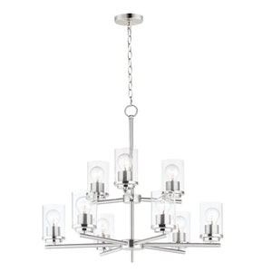 Maxim - 10206CLSN - Nine Light Chandelier - Corona - Satin Nickel