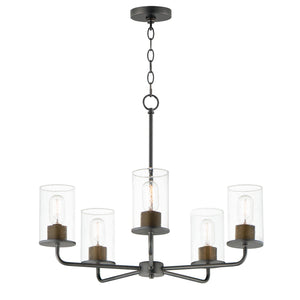 Maxim - 11846CDABBK - Five Light Chandelier - Sleek - Antique Brass / Black