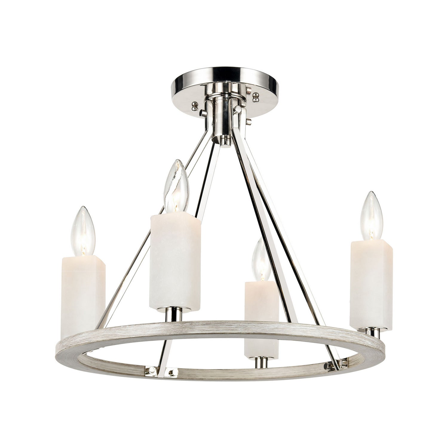 ELK Home - 69345/4 - Four Light Semi Flush Mount - White Stone - Polished Nickel