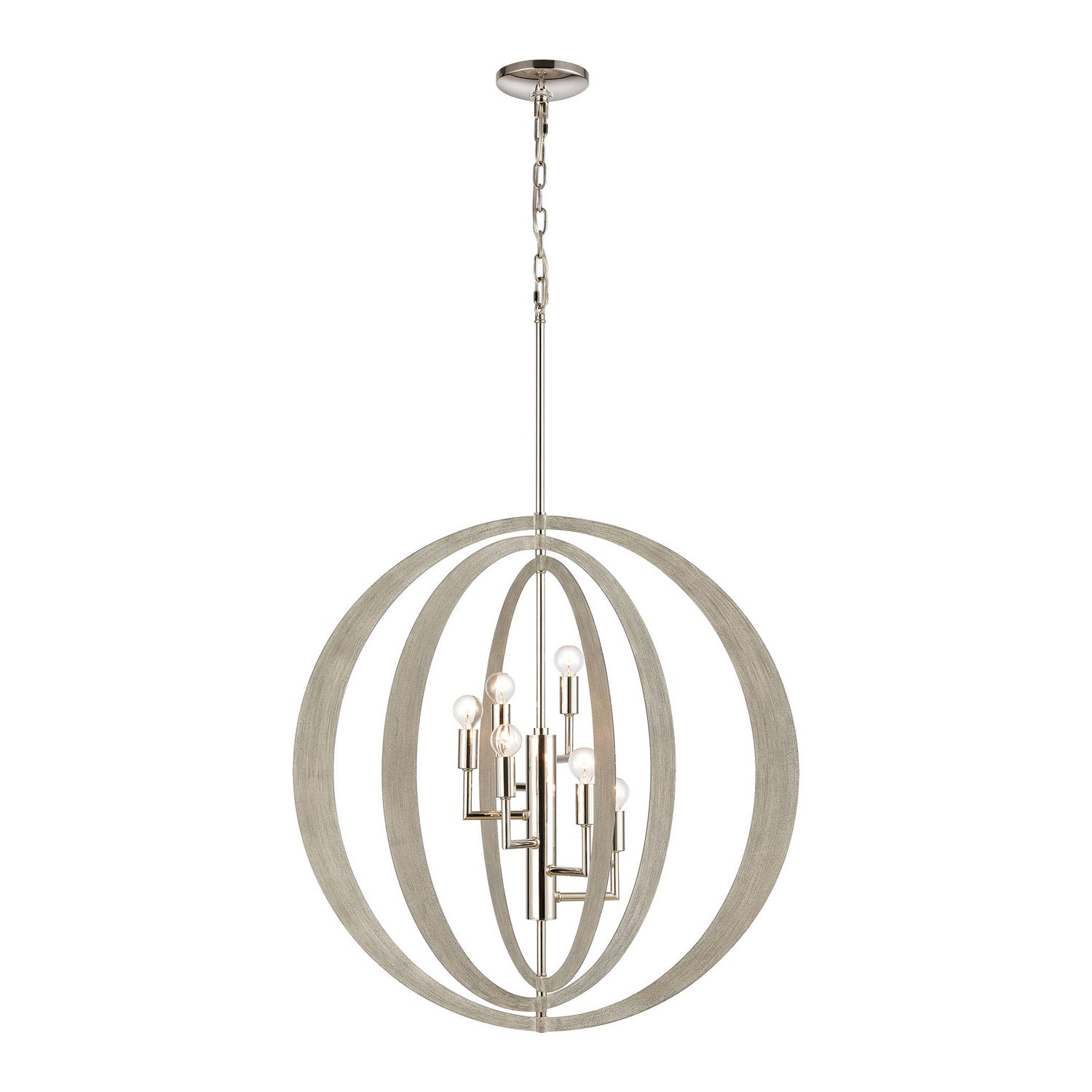 ELK Home - 82067/6 - Six Light Chandelier - Retro Rings - Sandy Beechwood