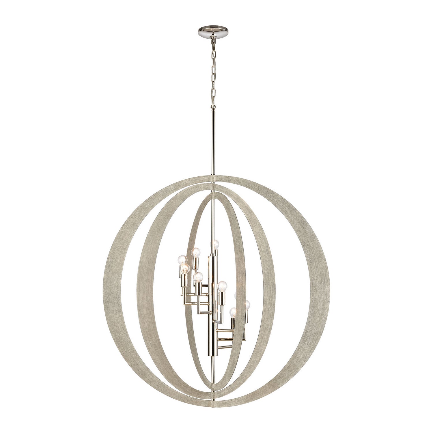 ELK Home - 82068/9 - Nine Light Chandelier - Retro Rings - Sandy Beechwood