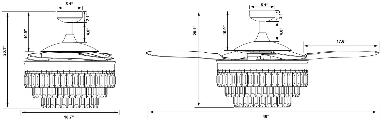 Beacon Lighting - 21292301 - 48``Ceiling Fan - Veil - Chrome