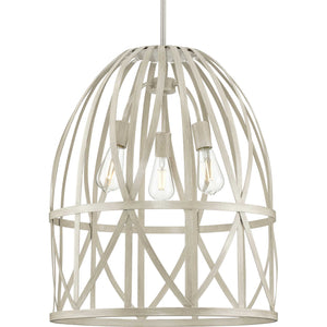 Progress Lighting - P500344-185 - Three Light Pendant - Chastain - Bleached Oak (Painted)