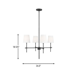 Visual Comfort Studio - 3187204-112 - Four Light Chandelier - Baker - Midnight Black