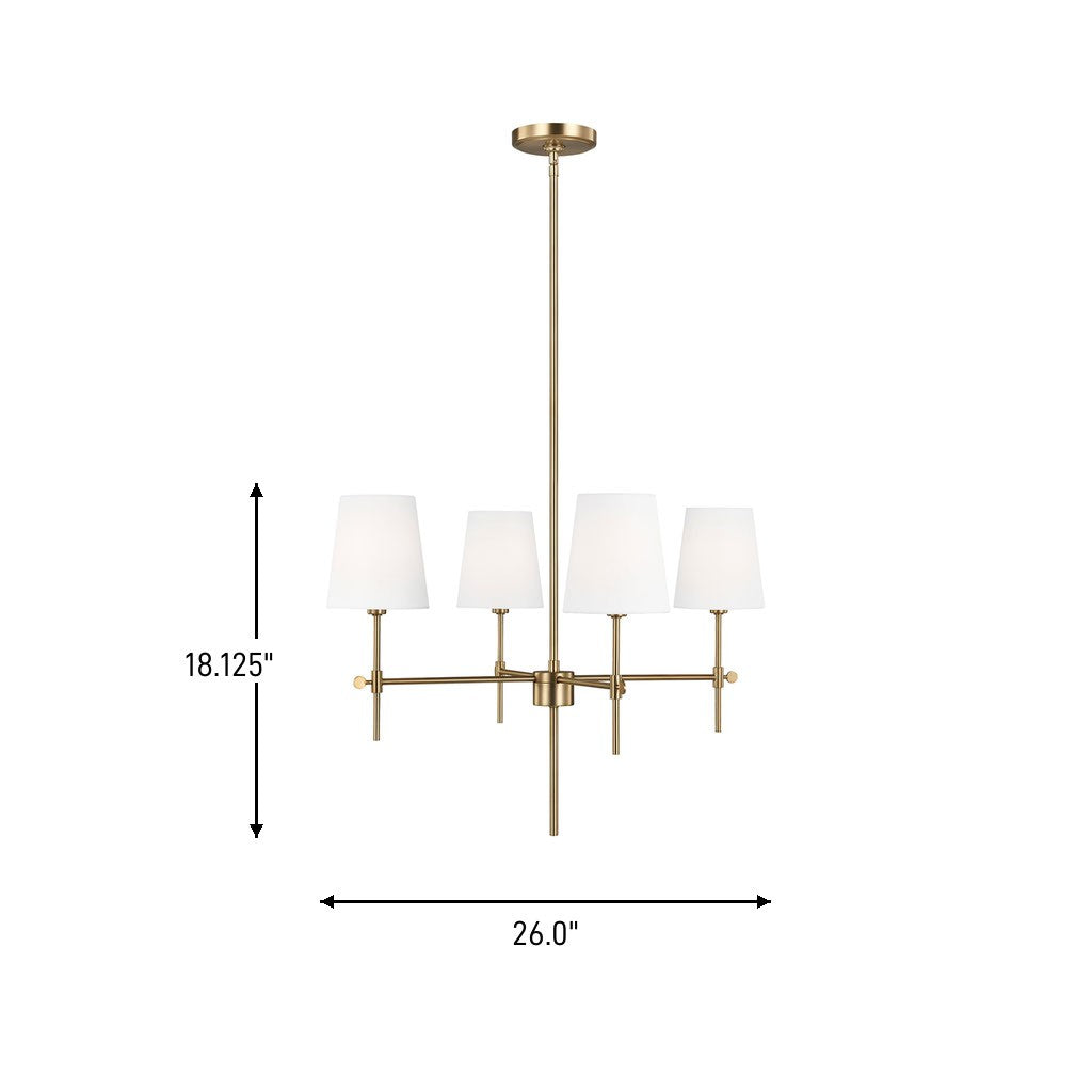 Visual Comfort Studio - 3187204-848 - Four Light Chandelier - Baker - Satin Brass
