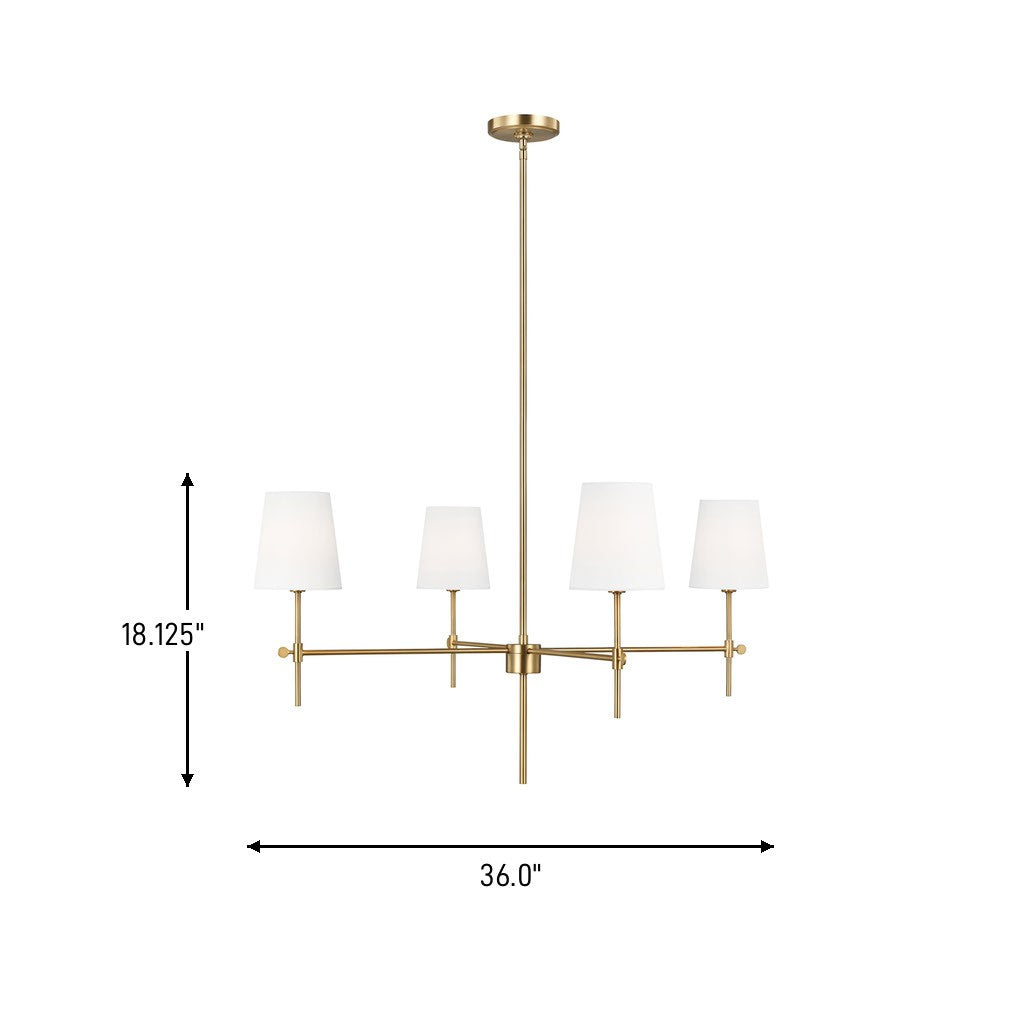 Visual Comfort Studio - 3287204-848 - Four Light Chandelier - Baker - Satin Brass
