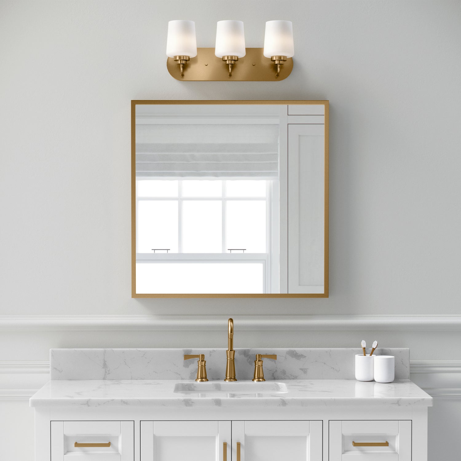 Generation Lighting. - 4402803-848 - Three Light Wall / Bath - Windom - Satin Brass