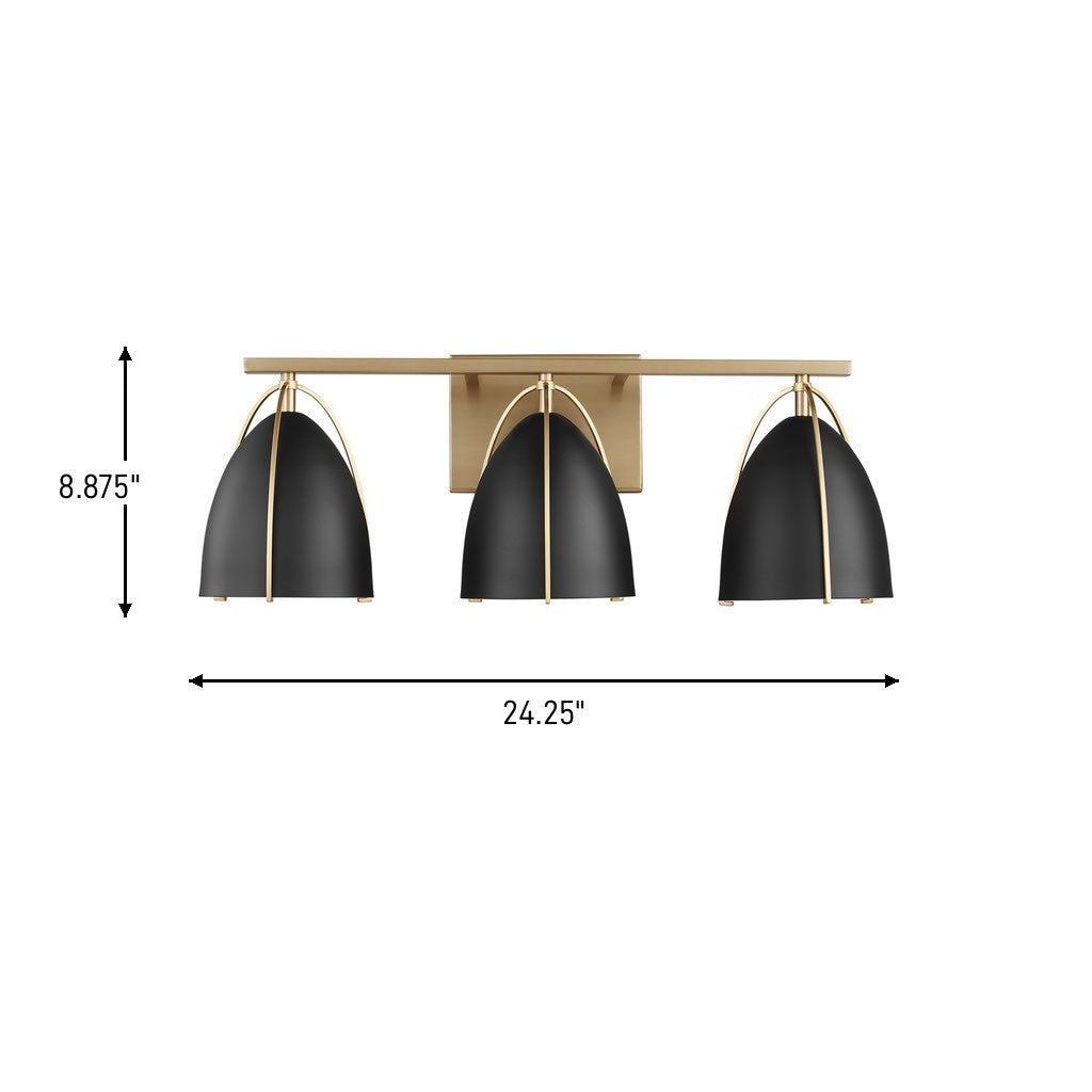 Visual Comfort Studio - 4451703-848 - Three Light Wall / Bath - Norman - Satin Brass