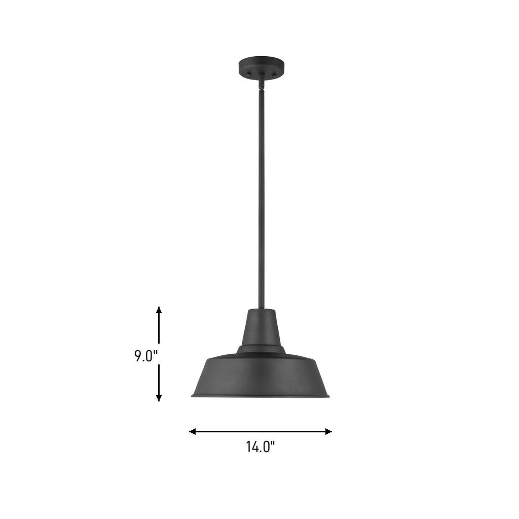 Visual Comfort Studio - 6237401-12 - One Light Outdoor Pendant - Barn Light - Black