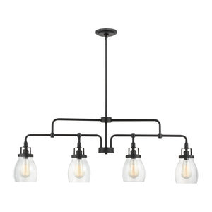 Generation Lighting. - 6614504-112 - Four Light Island Pendant - Belton - Midnight Black