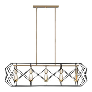 Visual Comfort Studio - 6634105-848 - Five Light Linear Chandelier - Zarra - Satin Brass