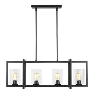 Generation Lighting. - 6641504-112 - Four Light Island Pendant - Mitte - Midnight Black