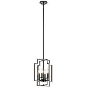 Kichler - 43964MCH - Four Light Pendant - Downtown Deco - Midnight Chrome