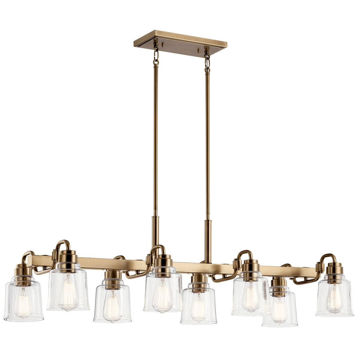 Kichler - 52400WBR - Eight Light Linear Chandelier - Aivian - Weathered Brass