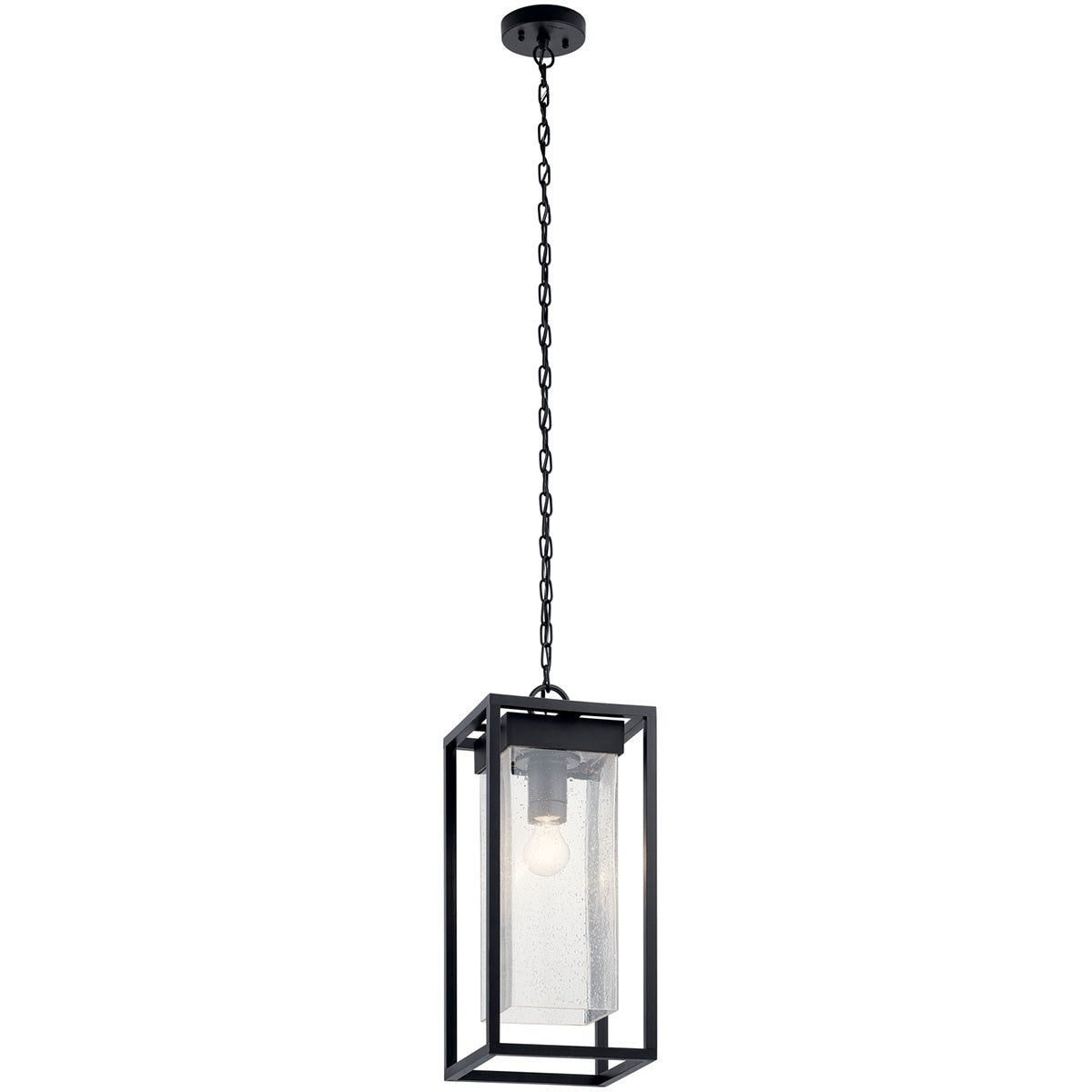 Kichler - 59064BSL - One Light Outdoor Pendant - Mercer - Black with Silver Highlights