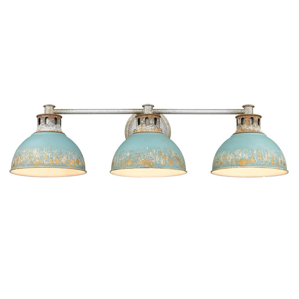 Golden - 0865-BA3 AGV-TEAL - Three Light Bath Vanity - Kinsley - Aged Galvanized Steel